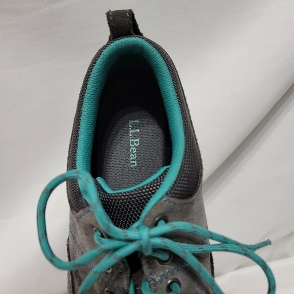 L. L. Bean Women's BeanSport Suade Casual Lace-Up Shoes Grey / Teal size 7.5 - Picture 13 of 14